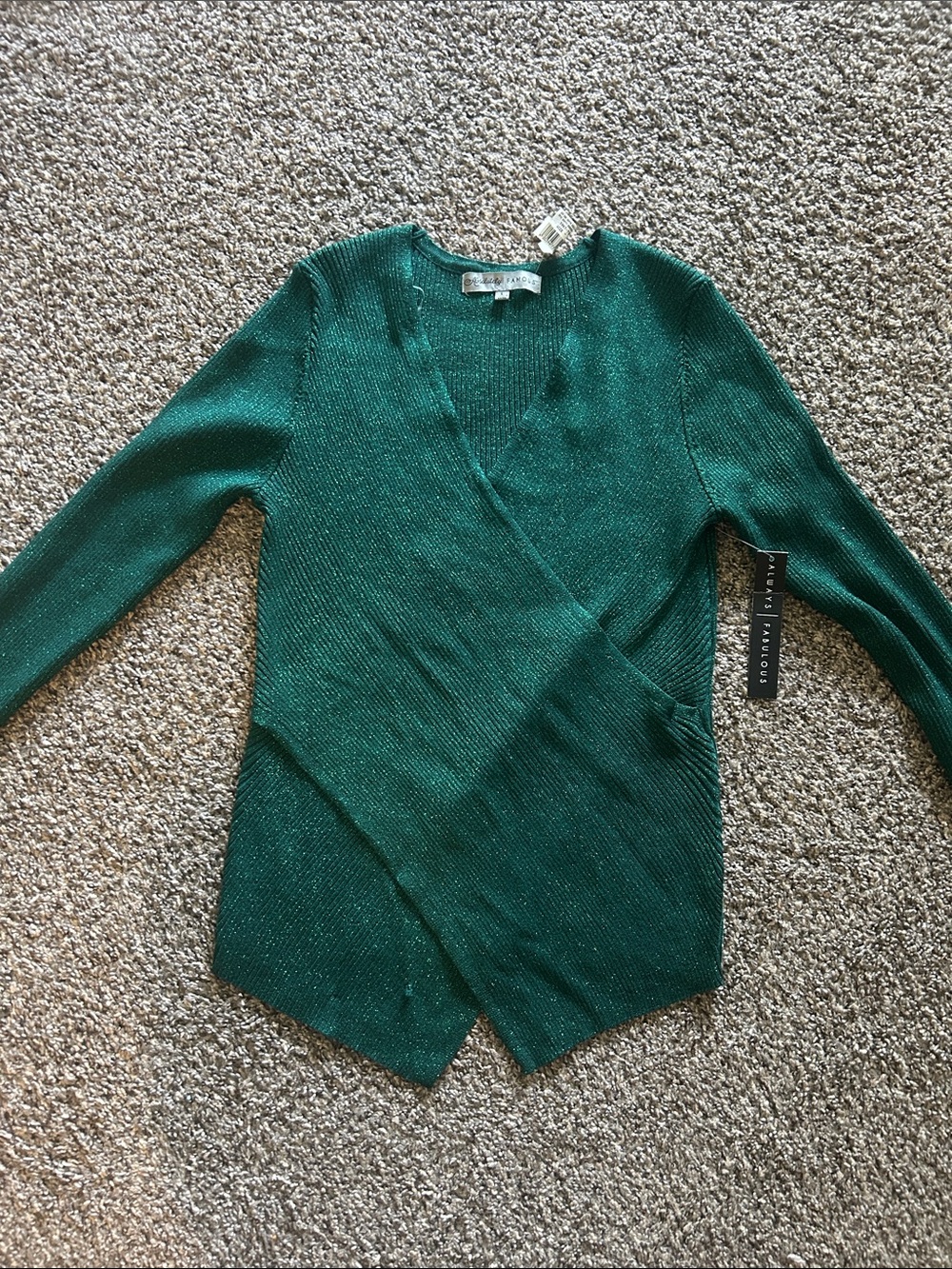 Green Sparkly Wrap-Style Women's Sweater